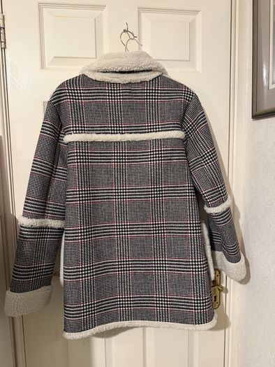 Bershka checked teddy-lined coat