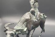 Antique Chinese Bronze of Lohan Seated On An Ox 19th Century