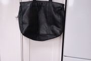 Large Black Leather Bag " Chic Brand" 17 x 13 x 5.5 Inches