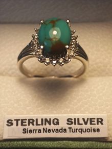 Sierra Nevada Oval Turquoise Halo Cluster Ring Bargain Price