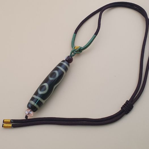 Vintage 3 Eyes Himalayan Tibetan Agate Dzi Bead Amulet