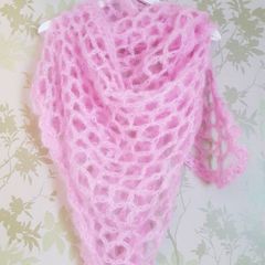 Ladies handmade pink mohair shawl