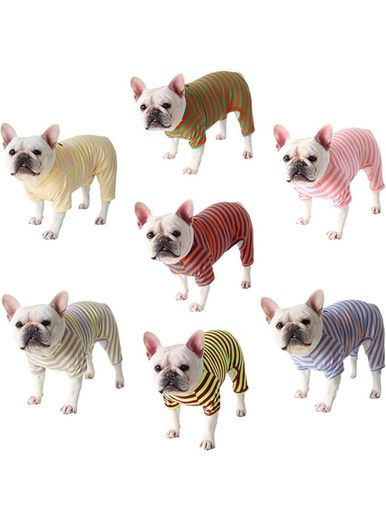 Dog Clothes,Dog Classic Striped Pajamas Soft Cotton Jumpsuit Pug French Bulldog Onesies Costume for Cats Puppy Small Medium Dogs(Pink,S,M)L