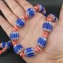 Vintage Venetian Style Chevron Tade Glass Beads Necklace Image 9