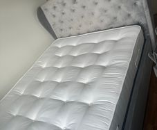 Grey Velvet King Size Ottoman Bed with Winged Chesterfield Headboard - Safina