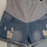 UNSIGNED Distressed denim maternity shorts Sz M (Fit 12UK) Image 7