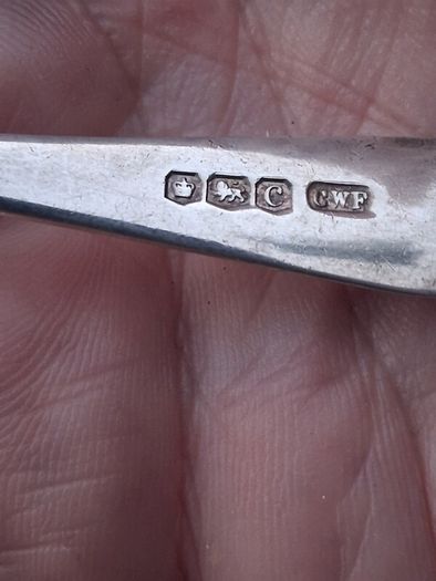 6 X C.W.Fletcher Aet Deco Sterling Silver Teaspoons (61 grams)