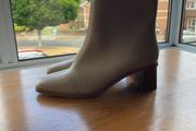 Cream leather effect M&amp;S ankle boots.
