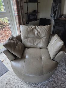 Beautiful Leather Large Swivel Armchair