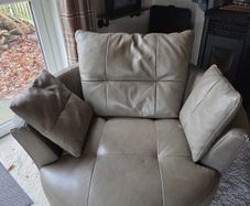 Beautiful Leather Large Swivel Armchair
