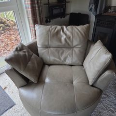 Beautiful Leather Large Swivel Armchair