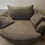 Large Grey Round Swivel Cuddle Chair Image 2