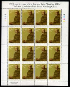 2007 Ireland 350th Death Anniversary of Father Luke Wadding (Theologian) Commemorative Stamp Sheetlet Plate 1B1B1B1B Mint Never Hinged (MNH).