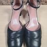 Womens CLARKS square toe block heels shoes sandals  blue leather Size UK 5.5 EU 38.5 Image 3