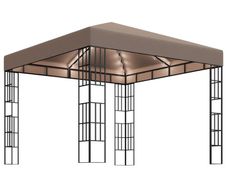 Gazebo with String Lights 3x3 m Taupe