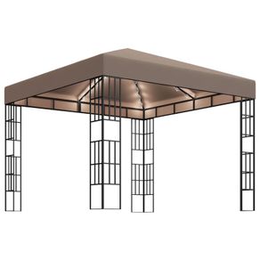 Gazebo with String Lights 3x3 m Taupe