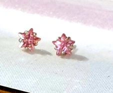 BN White Gold Pink Sapphire Star Studs