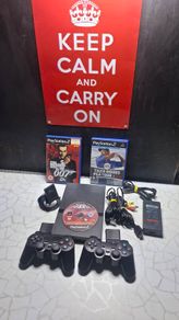 PS2 Slim Console Boxed 2 Controllers & with All Cables And Games & Memory 64