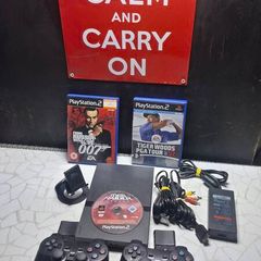 PS2 Slim Console Boxed 2 Controllers & with All Cables And Games & Memory 64