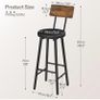 Bar Stools Set of 4, PU Upholstered Bar Chairs with Backrest and Footrest, Counter Height Stools Image 7