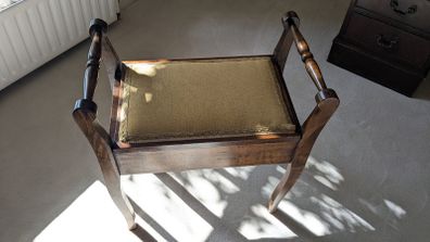 Vintage wooden piano stool with storage
