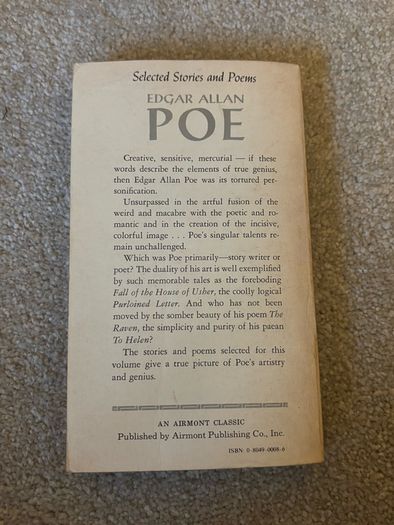 vintage copy of Selected Stories and Poems by Edgar Allan Poe