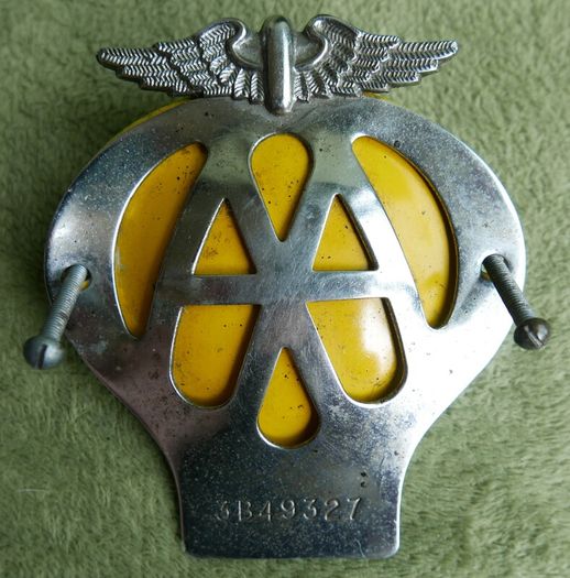 Vintage Aa Car Badge No 3b49327 Perfect Condition