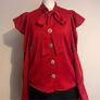Sister Jane Red Shirt With Bow, Size S- UK 8, New Image 4