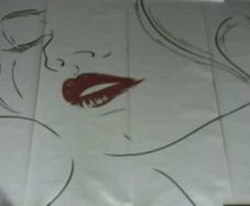NEW Wallpaper - Line Drawing of Beautiful Woman with brown lips