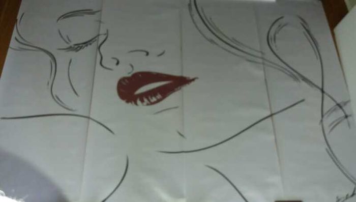 NEW Wallpaper - Line drawing of a beautiful lady with brown lips