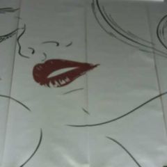 NEW Wallpaper - Line drawing of a beautiful lady with brown lips
