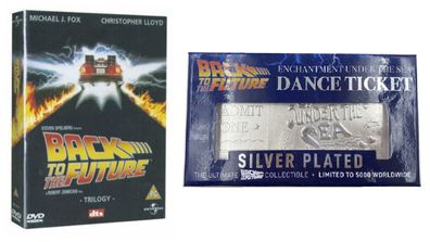 Back to the Future Trilogy 3 Disc DVD Boxset with Limited Edition Silver Plated "Enchantment Under The Sea" Dance Ticket (Brand New)