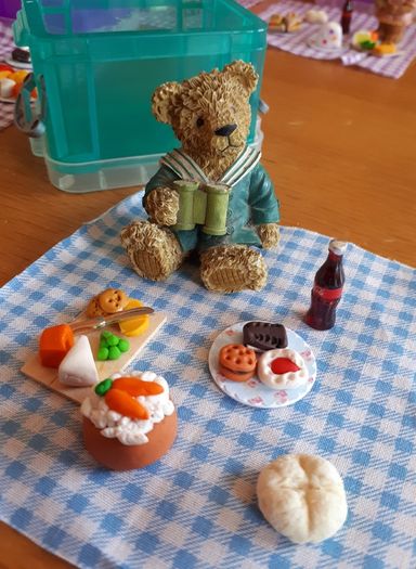 Teddy bear picnic miniature playset