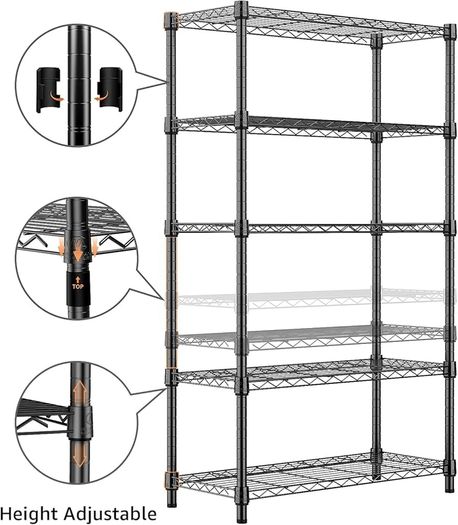 1250 lbs Storage Shelving Utility Shelving Unit 5-Tier Utility Shelving Unit Steel Organizer Wire Rack for Home,Kitchen,Office 35 x 60 x 158.7 cm