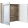 LED Bathroom Mirror Cabinet White and Oak 80x12x68 cm Image 4