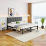 King Size Bed Frame Upholstered Platform Bed with Square Tufted Headboard Image 2