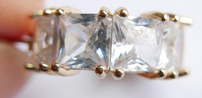 Vintage Gold Plated Huggie Hoop Earrings Cubic Zirconia Stones