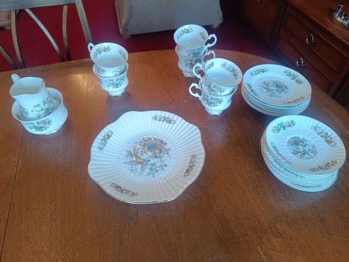 Set of Royal Tara Fine Bone China - Bird and Fruit pattern