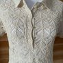 womens top blouse short sleeve crocheted Mango ecru size S brand new Image 3