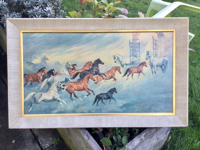 Large Framed Galloping Horses Print