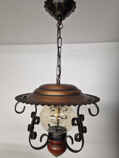 Vintage French Copper 1970s ceiling light