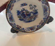 Old Chinese plate on stand