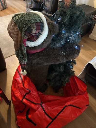 Christmas Bear and baby Bear decoration Vintage on a wooden base classic