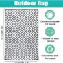 Outdoor Rug, 180 x 120cm Waterproof Picnic Blanket Black Reversible Floor Mat Recycled UV Resistant Rugs Camping Woven Plastic Straw Mats Indoor Rug for Garden RV Patio Deck Balcony BBQ Beach Image 2
