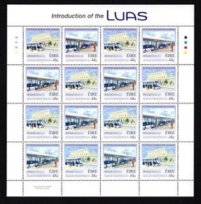 2004 Ireland Inauguration of Luas Team Commemorative  Stamp Sheetlet Plate 1B1B1B1B Mint Never Hinged (MNH)