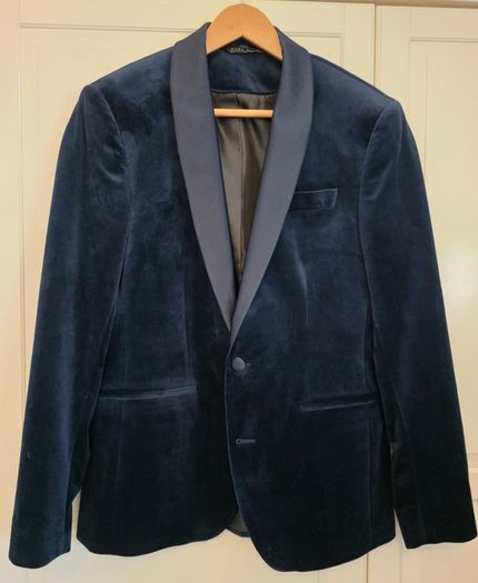 Mens navy velvet tuxedo jacket