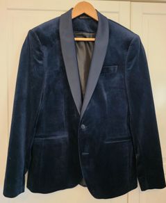 Mens navy velvet tuxedo jacket