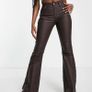 Flared Leather-effect Pants Coated Flared Trousers -EU 36 10R Image 4
