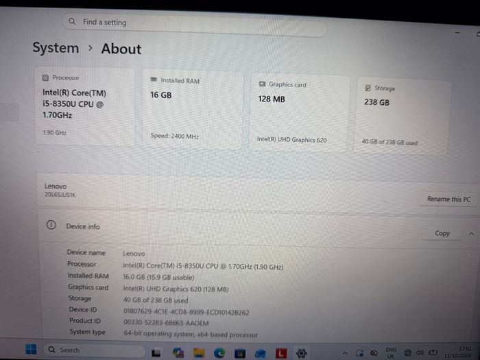 Lenovo Thinkpad T480 I5-8350u 16gb Ram 256gb Ssd
