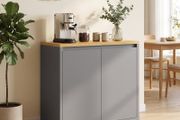 Kitchen Sideboard Storage Cabinet with 2 Doors &amp; Adjustable Shelf, Multipurpose Cupboard for Living Room, Hallway &amp; Entryway, Grey